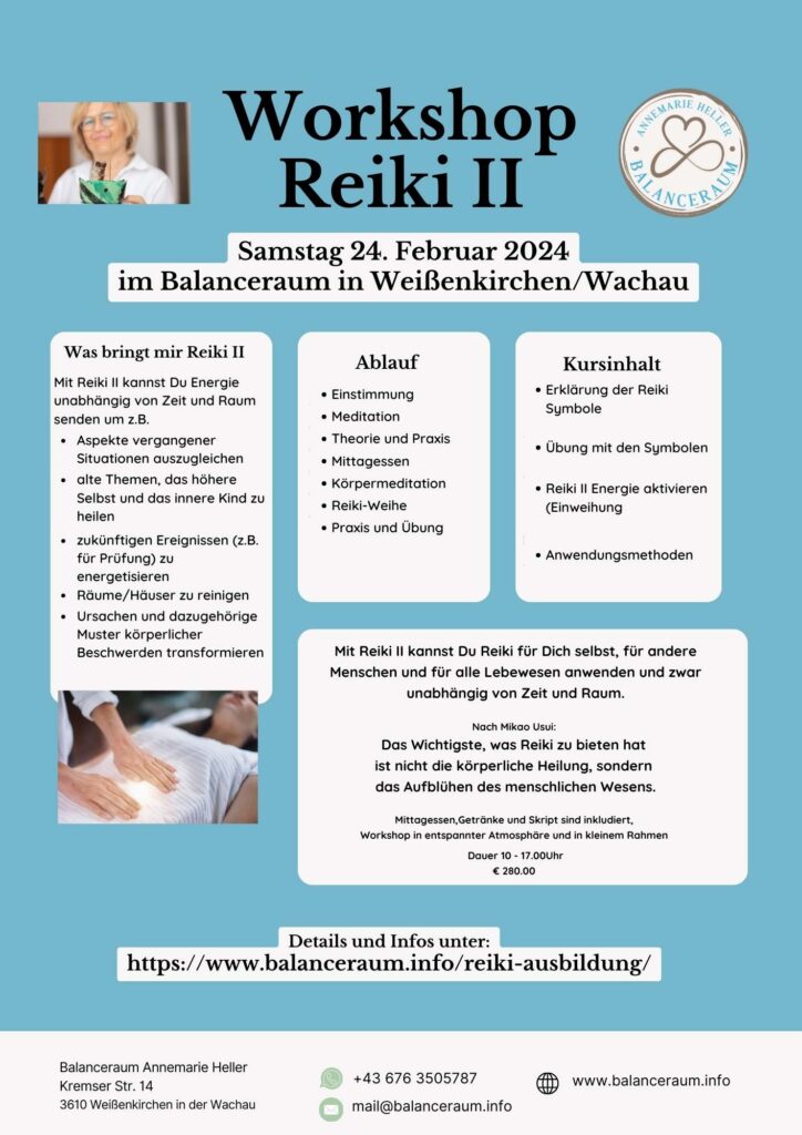 Workshop Reiki 2 am 24. Februar 2024
