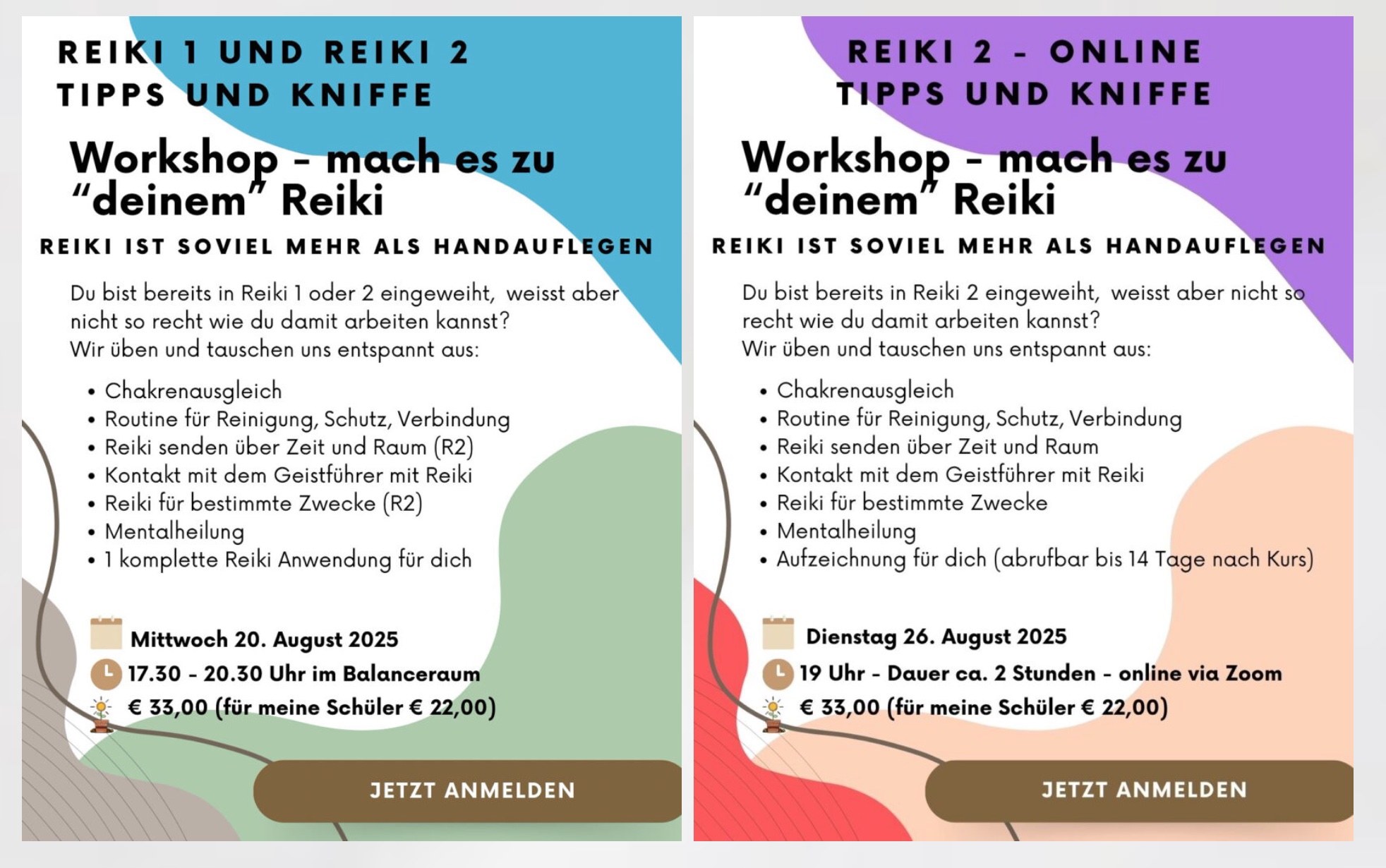 Fresh up Reiki 1 und Reiki 2